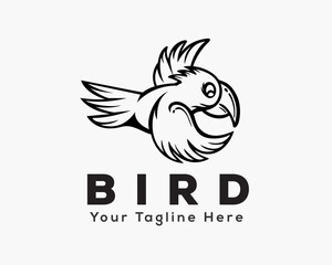 Obraz premium flying bird cockatoo parrot art logo design template illustration