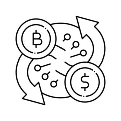 exchange cryptocurrency line icon vector illustration