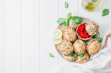 Breaded fried Italian ravioli with marinara dip