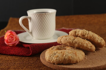 cup of coffee and cookies