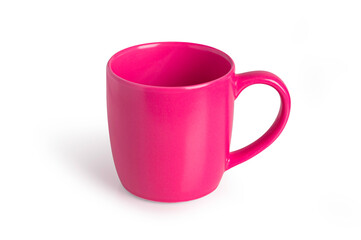 Pink coffee cup isolated on white background