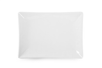 Top view White square plate on white background.