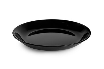 Black plate isolated on white background.