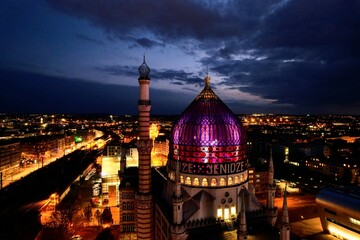 view of the yenidze mosque-style building in dresden