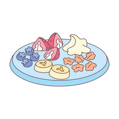 Isolated healthy food Vegeteables, fruits and protein Vector illustration