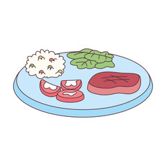 Isolated healthy food Vegeteables, fruits and protein Vector illustration