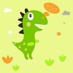 cute dinosaur. Vector funny lettering quote with dino icon, hand drawn scandinavian illustration for greeting card, t-shirt, print, stickers, poster design