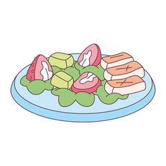 Isolated healthy food Vegeteables, fruits and protein Vector illustration