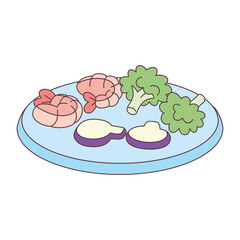 Isolated healthy food Vegeteables, fruits and protein Vector illustration