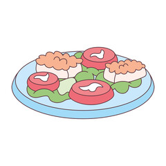 Isolated healthy food Vegeteables, fruits and protein Vector illustration