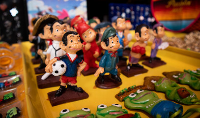 traditional colorful mexican toys in a market in puebla city