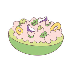 Isolated salad in a bowl Healthy food Vector illustration