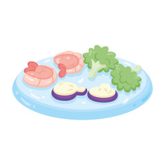 Isolated healthy food Vegeteables, fruits and protein Vector illustration