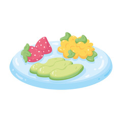 Isolated healthy food Vegeteables, fruits and protein Vector illustration