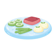 Isolated healthy food Vegeteables, fruits and protein Vector illustration