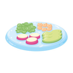 Isolated healthy food Vegeteables, fruits and protein Vector illustration