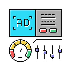 optimization of advertising color icon vector illustration