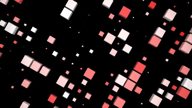 VJ ポップ キューブ 赤 ブロック 黒背景 [ループ対応] [別Verあり]