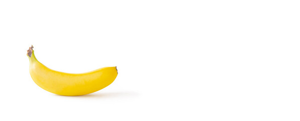 A banana on the white background. 白背景上の一本のバナナ