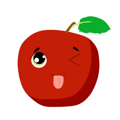 Flat design vector illustration of red apple
on white background.