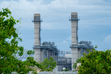 Smokestacks for an Industrial Plant along the Mississippi River in Louisiana