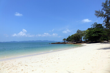 Beautiful seascape of Naka Noi island, Phuket Thailand. Background for summer vacation, selective focus with copy space