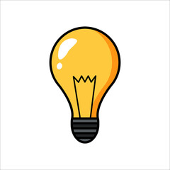 Flat illustration of a yellow light bulb. 
