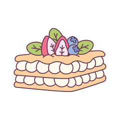 Isolated blueberries tiered cake Dessert Vector illustration