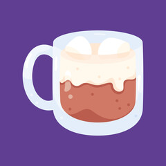 Isolated hot chocolate with marshmallows Vector illustration