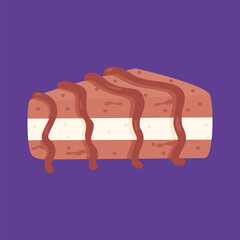 Isolated slice of chocolate cake Vector illustration