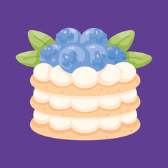 Isolated blueberries tiered cake Dessert Vector illustration