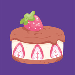 Isolated strawberry cake Dessert icon Vector illustration