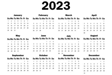 not colored calendar 2023. All months of 2023 on spiral. 2023 number design template. Vector illustration. stock image. 
