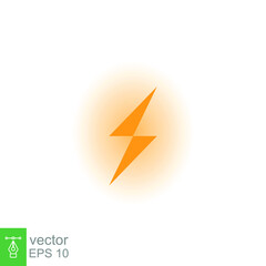 Lightning bolt thunder icon. Power energy battery concept. Glowing yellow on black background. Vector illustration isolated. EPS 10.