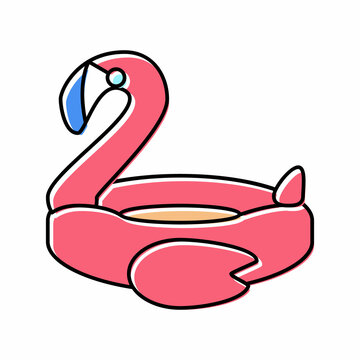 Flamingo Inflatable Mattress Color Icon Vector Illustration