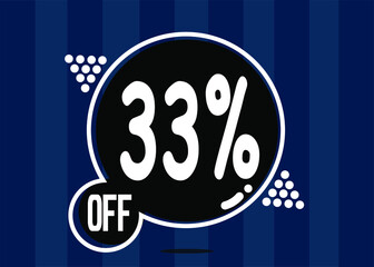 33% off. Dark banner with 33 percent discount on a black balloon for mega big sales.