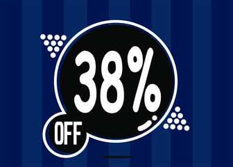 38% off. Dark banner with 38 percent discount on a black balloon for mega big sales.