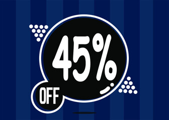 45% off. Dark banner with 45 percent discount on a black balloon for mega big sales.