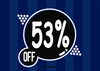 53% off. Dark banner with 53 percent discount on a black balloon for mega big sales.