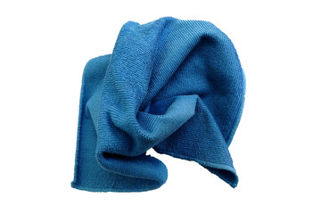 blue cloth synthetic fiber isolate on white background.