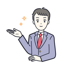 笑顔でおすすめする男子学生のイラスト素材