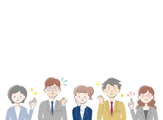 スーツ姿の男女　成功　笑顔　フレーム