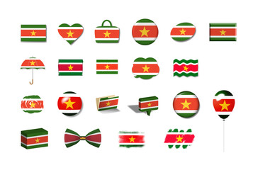 スリナム共和国　国旗イラスト21種