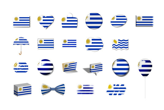 ウルグアイ　国旗イラスト21種