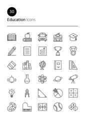 Education vector line icons set.