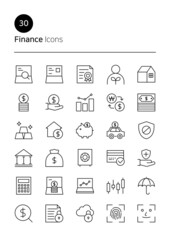 Finance vector line icons set.