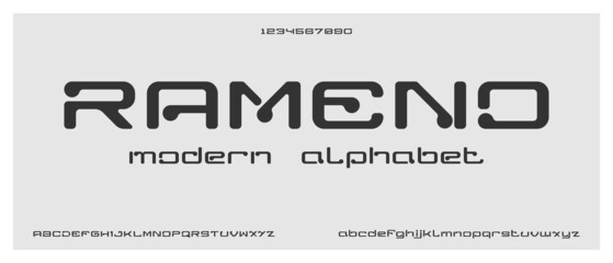Rameno, modern creative alphabet with urban style template