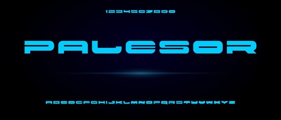 Palesor, abstract modern condensed alphabet with urban style template