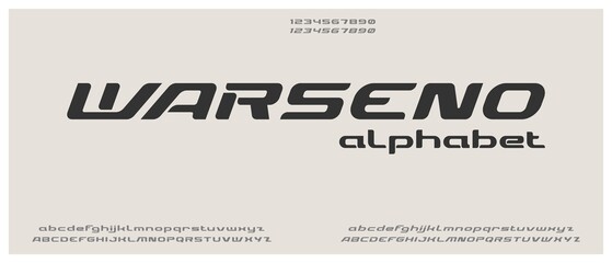 Warseno, digital modern alphabet font with urban style template
