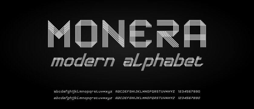 Monera, modern line alphabet with urban style template